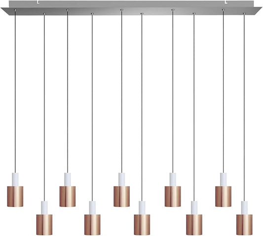 Virgo 10 Mini Pendant Lighting White-Copper - LED Hanging Light Fixture for Kitchen Island, Bar, Foyer - Cluster Pendants - Dimmable, Adjustable Wire, Lamp Bulb Included