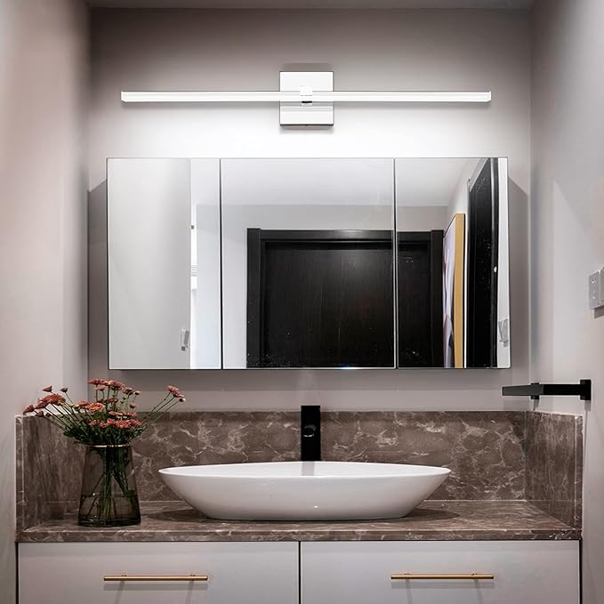 ZUZITO 30 inch Chrome Bathroom Vanity Lights Modern Bathroom Wall Lighting Fixtures 22W LED Vanity Light Bar for Bath