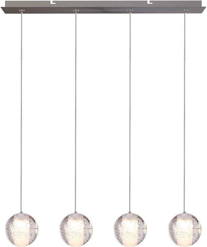 Venus 4 Mini Pendant Glass Ball Lighting Nickel - LED Hanging Light Fixture for Kitchen Island, Bar, Foyer - Cluster Pendants - Dimmable, Adjustable Wire, Lamp Bulb Included