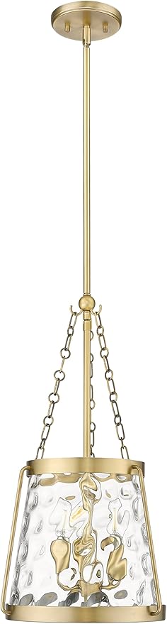 ML Lighting | Adabella Collection | 20403-VB | 3 Light Pendant in Vintage Brass Finish with Clear Hammered Glass Shade | Perfect for Kitchens, Dining Rooms, Living Rooms, Entryways, Hallways