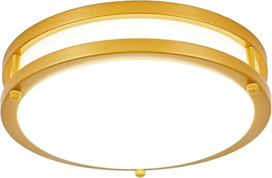 DLLT Flush Mount LED Ceiling Light: 10 Inch 5CCT (3000K-6000K) & Dimmable Ceiling Light Fixtures for Bedroom Hallway - 18W Modern Gold 1600LM Super Bright Kitchen Lighting Fixtures Ceiling