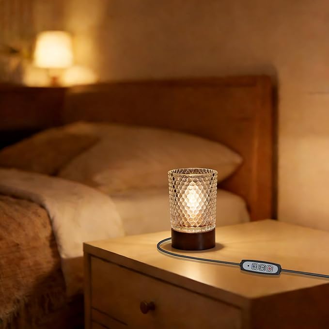 Night Light Bedside Lamp Touch and Dimmable Tabletop Brightness Adjustable for Adults, in Bed at Night Put on Table, Headboard, Dorm,Bedroom (Dot Pattern)