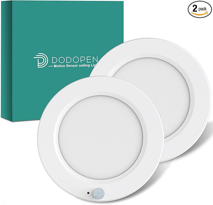 2-Pack Motion Sensor Ceiling Light Wired, 7.5 Inch 3000K 4000K 6000K Selectable LED Flush Mount Ceiling Light Fixture with Timer, 15W Motion Sensor Light Indoor for Closet Hallway Laundry Stairs