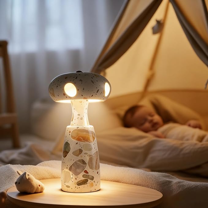 Natural Marble Table Lamp, Three-Color Temperature Dimmable LED Stone Table Lamp, Dining Room Bedroom Ambiance Decorative Light. Suitable for bedrooms, Living Rooms, Bedside Tables, and Side Tables