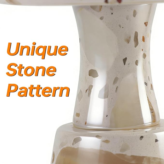 Natural Marble Table Lamp, Three-Color Temperature Dimmable LED Stone Table Lamp, Dining Room Bedroom Ambiance Decorative Light. Suitable for bedrooms, Living Rooms, Bedside Tables, and Side Tables