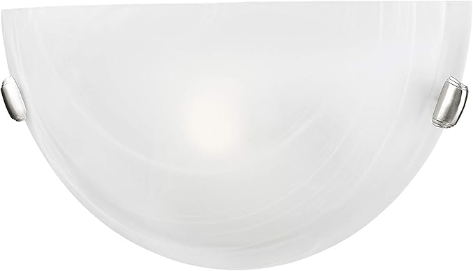 Livex Lighting 4271-91 Home Basics 1 Light Brushed Nickel Wall Sconce with White Alabaster Glass