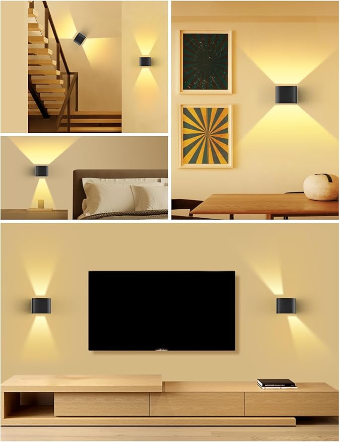 Rechargeable Motion Sensor Wall Light, Black 6000mAh LED Wireless Sconces with Remote Control, 10-100% Dimmable 2700K-6500K, Adjustable Beam Angle, Battery Operated, 3 Modes for Indoor Bedroom, 2-Pack
