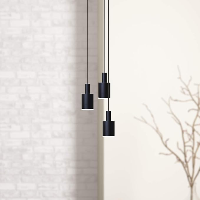 Virgo 3 Mini Pendant Lighting Black - LED Hanging Light Fixture for Kitchen Island, Bar, Foyer - Cluster Pendants - Dimmable, Adjustable Wire, Lamp Bulb Included