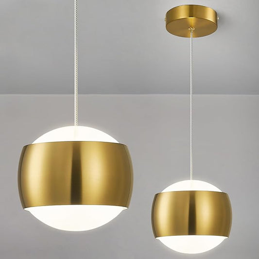Modern Gold LED Dimmable Pendant Light fixtures,6″ Island Pendant Lighting for Kitchen Island Dinning Room,Bedroom,Bar, Kitchen Island Ceiling Hanging Light Fixtures(gold-1-Pack)