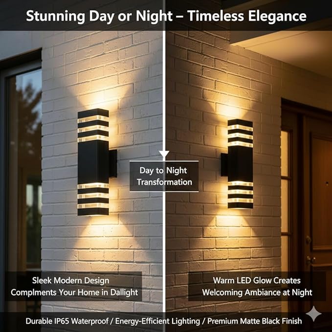 16Pack 15inch LED Square Up & Down Wall Lights,14W Outdoor Wall Light 4000K Day White Aluminum Body Waterproof IP65 LED Exterior Light Fixtures Wall Mount for House Patio Garage Garden.
