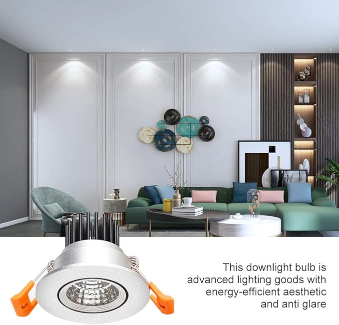 LightingWill 2inch LED Dimmable Downlight, 3W COB Recessed Ceiling Light, Daylight White 5500K-6000K, CRI80, 25W Halogen Bulbs Equivalent, Silver (4Pack)
