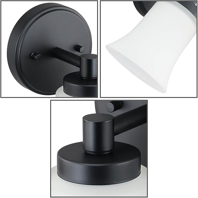 XiNBEi Lighting Wall Sconce, 1 Light Black Glass Vanity Wall Light for Bathroom & Hallway XB-W1235-1-MB