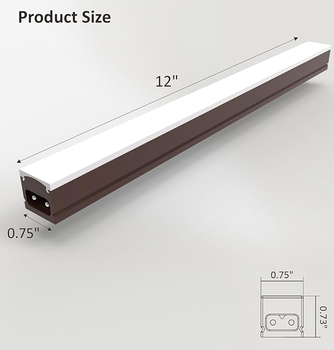Leetdud Under Cabinet Lighting Plug in, 12 Inch 1 Pc, Linkable AC120V 3CCT 3000K/4000K/5000K Ultra Slim, LED Under Cabinet Lights for Counter Light, Kitchen, Shelf, Sink, Workshop, Desk, Bronze