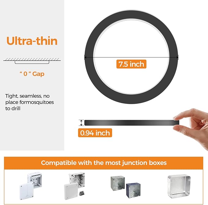 slochi 7.5Inch Ceiling Light Fixture, 3000K-4000K-6500K Flush Mount Ceiling Light 3 Pack, Ultra Thin Round White Flat led Lights for Bathroom Hallways Closet Laundry Bedroom Kitchen