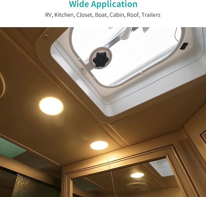 4.5 Inch RV LED Ceiling Puck Light RV Boat Interior Light DC 12V Surface Mount Ceiling Dome Light, 4.5W Panel Downlight for Camper Van Travel Trailer Motorhome (Warm Light, Pack of 5)