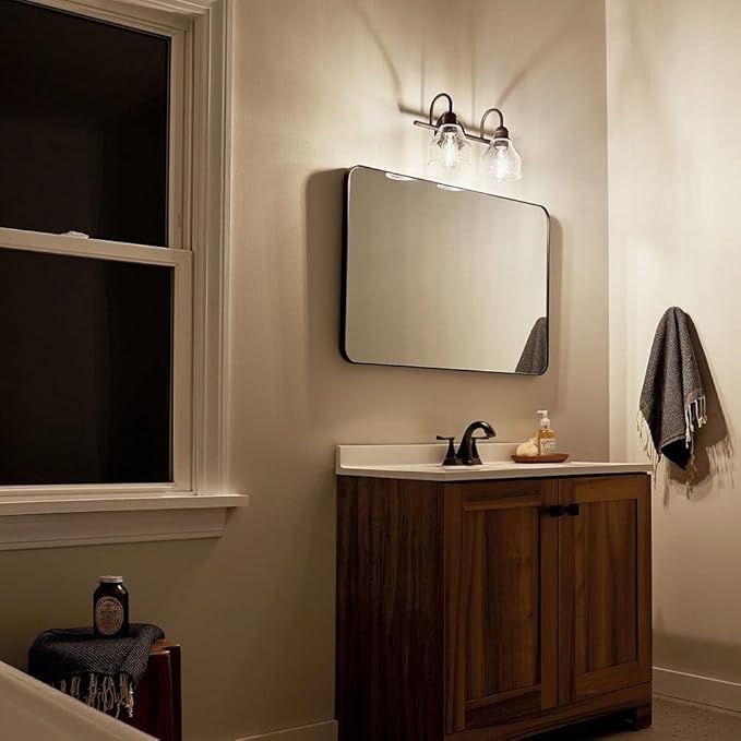 Kichler Avery 14.75" 2 Light Vanity Light with Clear Seeded Glass in Olde Bronze