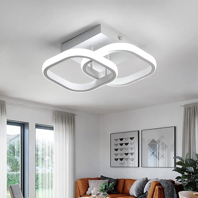 Hallway Light Square LED Ceiling Lights 9 Inch Small White Acrylic Modern Ceiling Light for Bedroom Bathroom Kitchen Balcony Corridor Stair Aisle(Cool White)