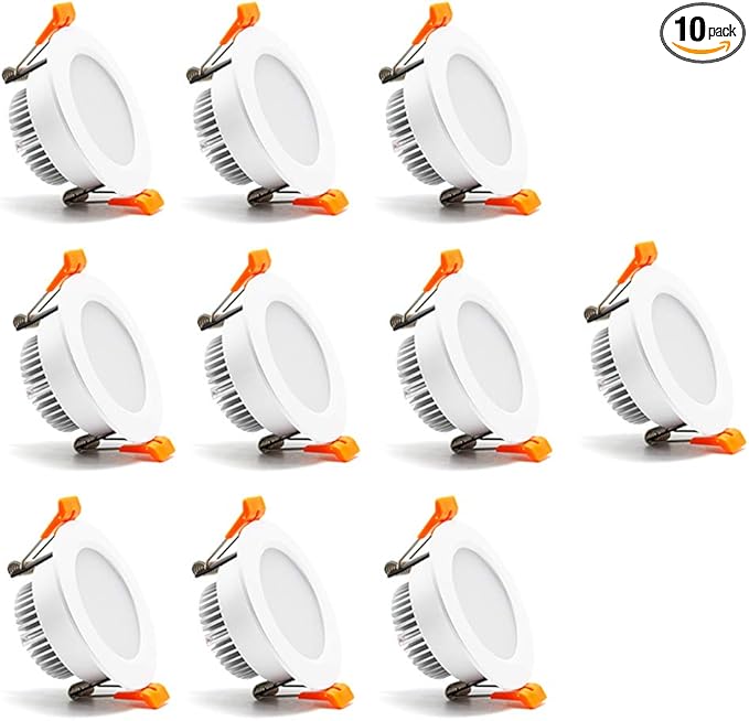 2.5 inch Dimmable LED Recessed Lighting, 5W Retrofit Downlight, 6000K Daylight White, CRI 80 with LED Driver, as AC 110V Ceiling Light Fixture for Living Room, Kitchen, Bedroom, Hallway, 10 Pack