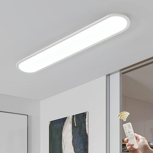 Ganeed 39.4 Inch Dimmable LED Ceiling Light, High Brightness Long Ceiling Lamps,3000-6000K Selectable Modern Ultra Thin Low Profile Light Fixture for Bedroom Kitchen Closet Hallway,White/48W