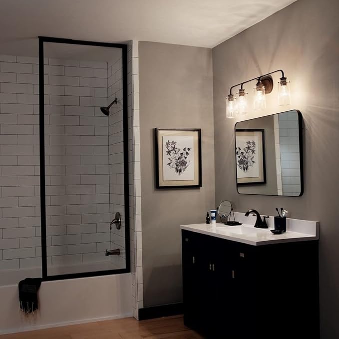 KICHLER Braelyn 44" 4 Light Vanity Light with Clear Seeded Glass Chrome