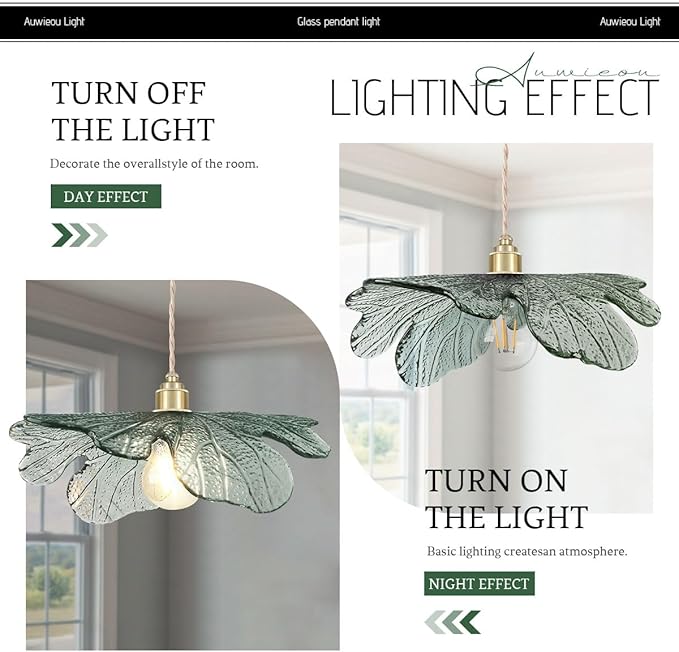 Gold Modern Brass Pendant Lights 15.74" Large Ceiling Hanging Light with Dark Green Glass Shade, Adjustable Glass Pendant Light for Dining Room Bedroom Hallway, 1-Light