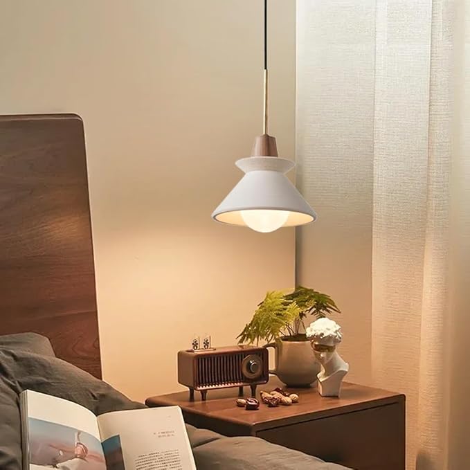 7.7'' Concrete Pendant Lights Kitchen Island Hanging Lights Unique Pinecone Lampshade Industrial Chandelier Nordic Cement Pendant Light for Dining Room,Bedside,Kitchen,Hallway,1Pcs,White