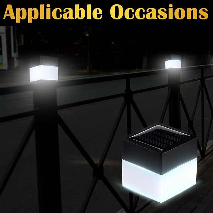 Tujoe Solar Post Cap Lights Fence Post Solar Lights 2in x 2in (5cm x 5cm)(White,20 Pack)