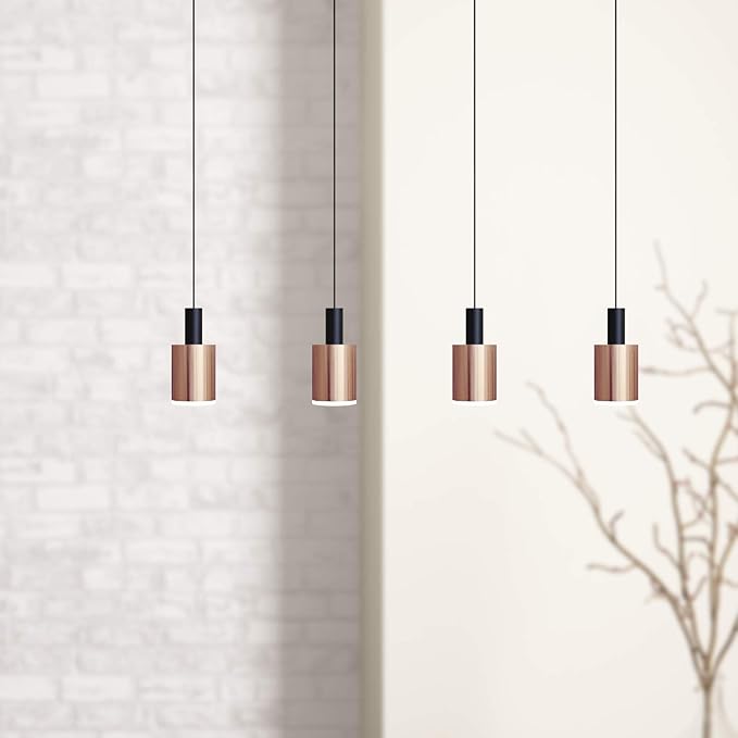 Virgo 4 Mini Pendant Lighting Black-Copper - LED Hanging Light Fixture for Kitchen Island, Bar, Foyer - Cluster Pendants - Dimmable, Adjustable Wire, Lamp Bulb Included