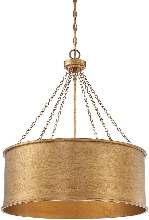 Savoy House 7-488-6-54 Rochester Industrial Metal Drum Pendant, 6-Light 360 Total Watts, 29" H x 25" W, Gold Patina