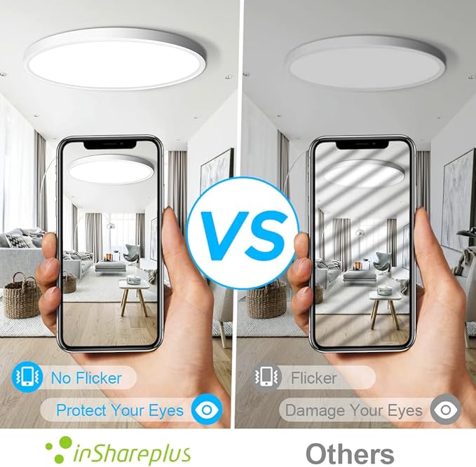 inShareplus 15.7" LED Flush Mount Light, 32W [320W Equiv] 6000K Cold White Thin Flat Modern Ceiling Light Fixture for Bedroom, Living Room, Office