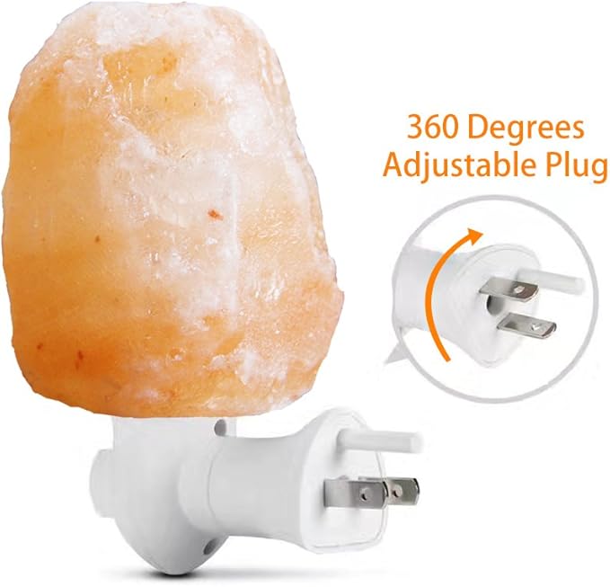 pursalt Himalayan Salt Lamp Night Light Plug in, Certificated 360 Degree Rotatable Wall Plug with Extra 2 Replacement Bulbs Bathroom Bedroom Night Light, Pink Crystal Rock Salt Hand Crafted