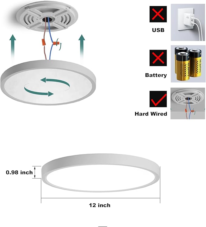12 Inch Motion Sensor LED Ceiling Light Wired,Closet Lights Motion Activated Sensor Light Indoor with Remote, Modern Flush Mount Ceiling Light Fixture for Hallway Laundry Stairs White