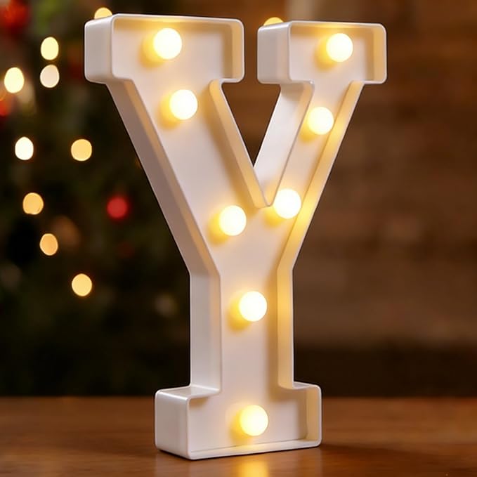 DyingSwan Small Led Marquee Letters, Light Up Letters, 8.58 Inch Led Letter Lights, Battery Powered Lighted Sign for Table, Party, Birthday, Christmas Decor (Letter Y)