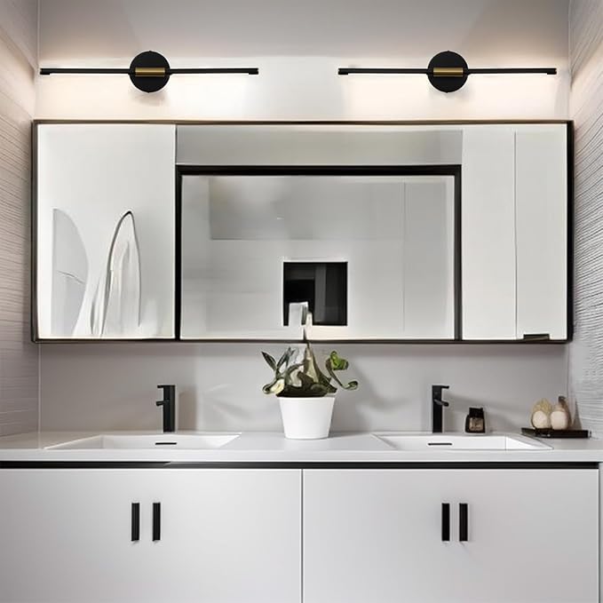 COTULIN 360° Rotatable LED Vanity Light Bar for Bathroom,24 Inch Black Gold Light Fixtures Over Mirror,Modern Bathroom Sconces Wall Lighting 4000K 8W Picture Light
