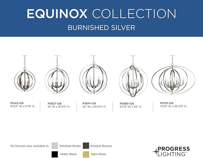Equinox Collection Silver Six-Light Luxury Hanging Pendant Light