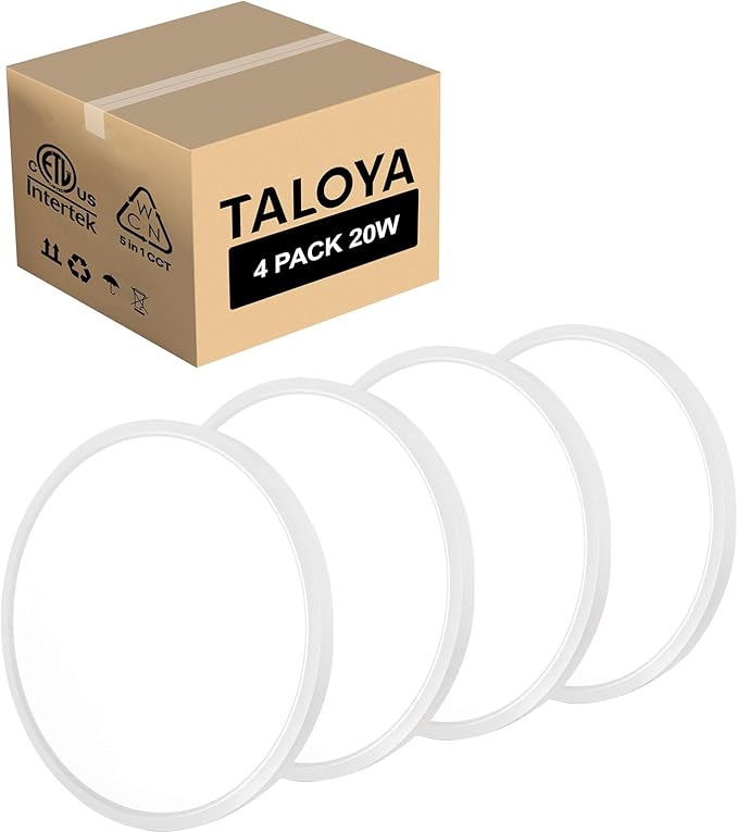 TALOYA 4 Pack of Flush Mount Ceiling Light 12 Inch (3000K/3500K/4000K/5000K/6500K), Super Slim Led Light Fixture for Closet Dining Room Garage Hallway Kitchen Laundry