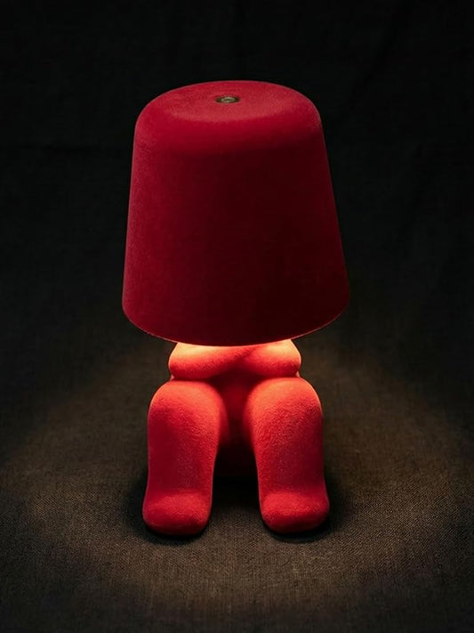 Bedside Touch Control Table Lamp, Golden Decor Thinker Statue LED Table Lamp with USB Port, 3 Way Dimmable Modern Night Light Nightstand Lamp for Home Living Room Office Shelf Decor (red-D)