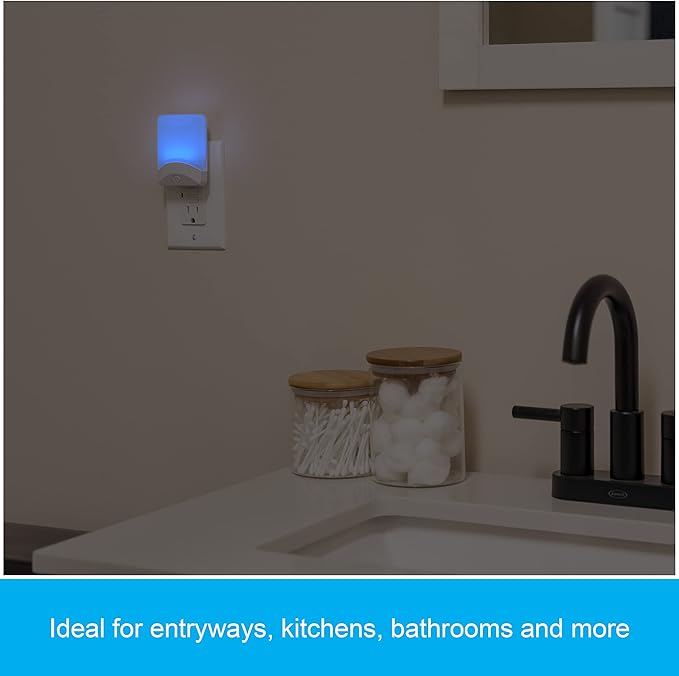 GE Color Changing LED Night Light for Kids, Dusk to Dawn Sensor, Home Decor Apartment Essentials, Wall Lights for Bedroom, Ambient Lighting, Nightlights Plug in, 50860, 4-Pack