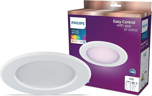 Philips Smart 5-6 Inch Retrofit Recessed Downlight 1-Pack, 1150 Lumens, LED Color Changing Lights, Connects to Wi-Fi, Control with Voice or App, Powered by WiZ Connected
