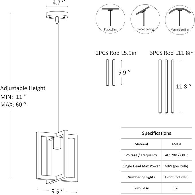 Klgxnrd Small Modern Farmhouse Black Pendant Lights Kitchen Island, Adjustable Hanging Metal Industrial Chandelier Ceiling Light Fixture for Hallway Entryway Bedroom Dining Room