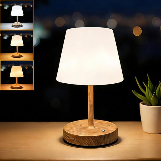 Cordless Table Lamp with 4000mah Battery Powered, Rechargeable Table Lamp for Indoor/Outdoor, 3-Color Dimmable Desk Lamp for Bathroom, Kitchen, Bedroom, Outdoor lamp for Patio, Camping