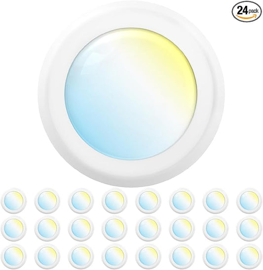 Sunco 24 Pack 6 Inch LED Disk Lights, Flush Mount Ceiling Light Disc, Recessed Can Lighting, 850 LM, 12W (65W Equivalent), Selectable CCT 3000K/4000K/5000K/6000K/6500K, Dimmable, Damp Rated ETL