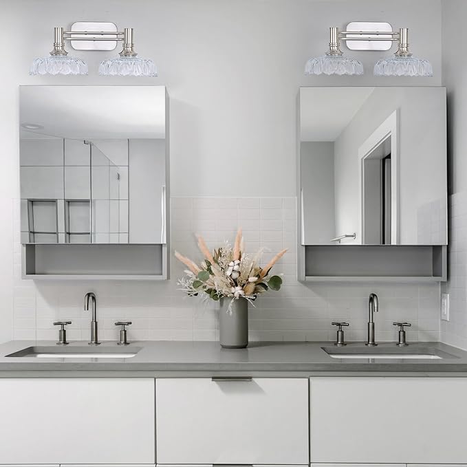 Brushed Nickel Bathroom Vanity Light Fixtures Modern 2-Light Vanity Lights Bathroom Lighting Vintage Wall Sconces for Pictures Mirror Hallway Bedroom