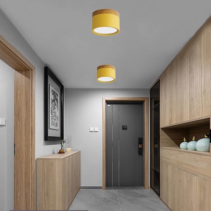 4.2-Inch Macaron Style Ceiling Light, Nordic Modern Ceiling Light Fixture, 15W LED Mini Cylinder Minimalist Close to Ceiling Lamp for Bedroom Hallway Entryway Kitchen Foyer Office