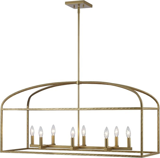 Asher Hamilton AHP-210AG Montclair 40 Inch Pendant Light | Adjustable 18.9 to 57.6 Inch Height | E12 Candelabra Base | Dry Rated for Indoor Use Only | Antique Gold Finish
