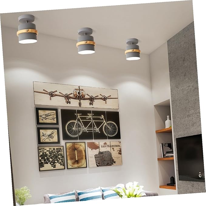 Uonlytech Minimalist Wooden LED Ceiling Light White Light Energy-Saving Corridor Lamp for Bedroom Living Study Home Decor