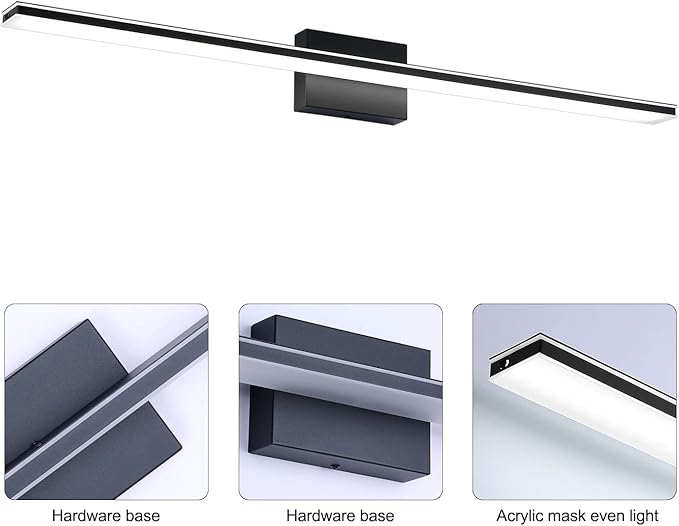 LED Bathroom Light Fixtures 28W Bath Room Lamps 40" Over The Mirror Lighting Fixture for Bathroom Matte Black Wall Lights Above Mirror 6000K