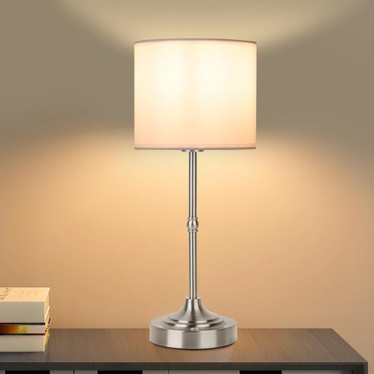 HAPYGI Portable Cordless Table Lamp,Built-in 5200mAH Rechargeable Battery, Dimmable Touch Wireless Light, Bed Side Metal Desk Lamp，Restaurant/Bedroom/Bar/Coffee/Night Light (Brushed Nickel)