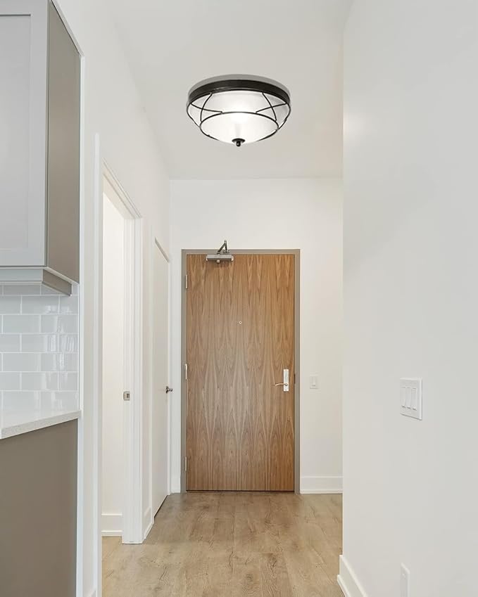 12" Black Classic Dome Flush Mount Ceiling Light, 2-Light Bronze Lighting Fixtures, Frosted Glass Farmhouse Ceiling Lamp for Living Room Kitchen Bedroom Hallway Entryway Staircase