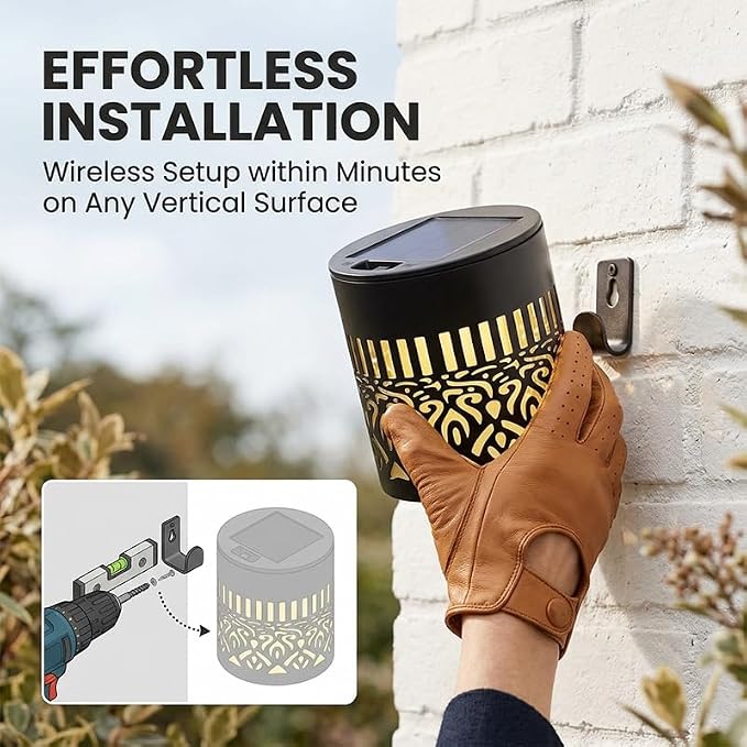 1 Pcs Solar Mandala Lights Outdoor: Metal Waterproof Solar Wall Lights with Decorative Projection Pattern - Solar Garden Lights for Fence Patio Deck Backyard Walkway Yard Decor